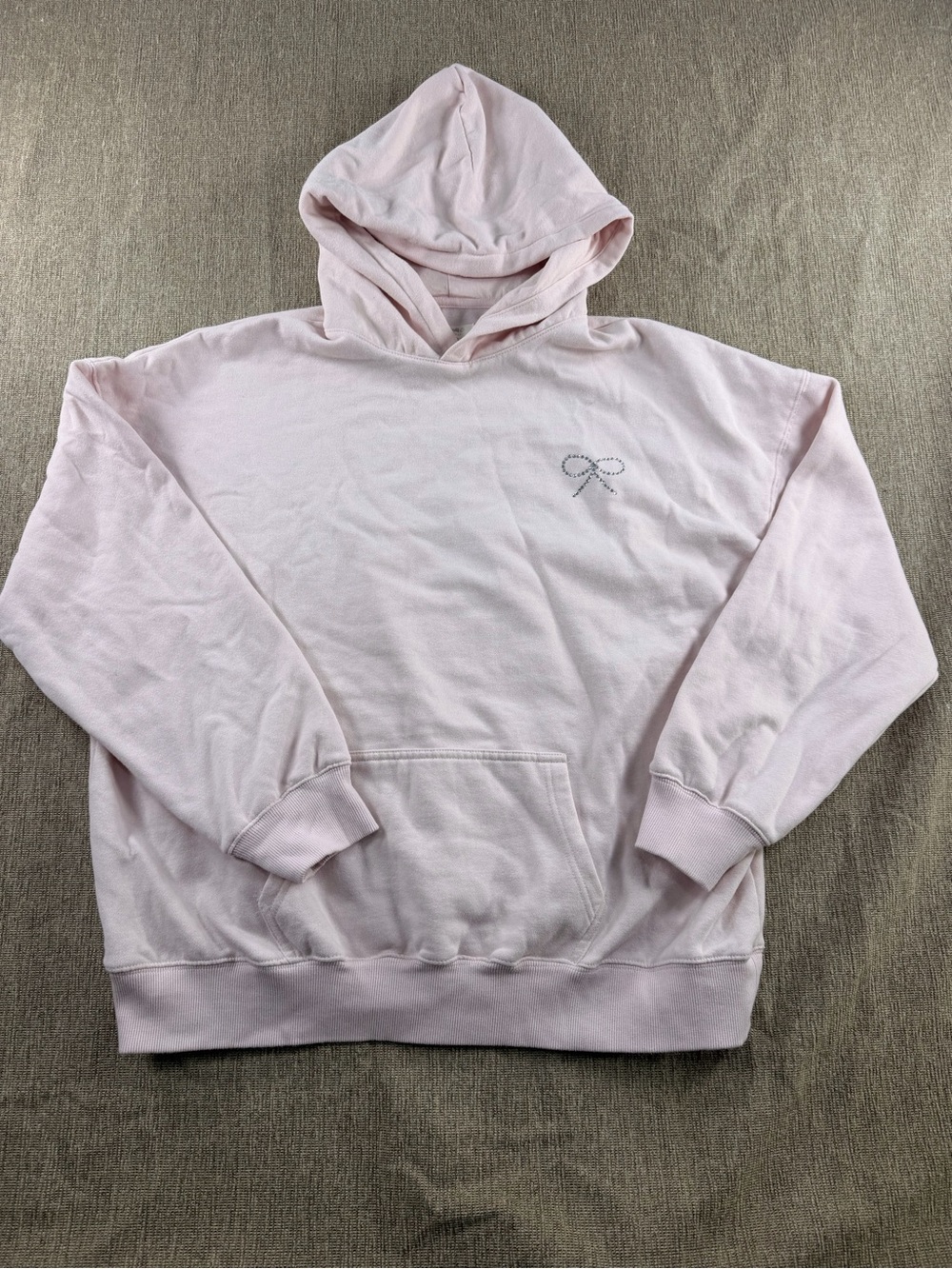 Aeropostale Cloud Soft Light Pink Rhinestone Bow Hoodie Sweatshirt Size M